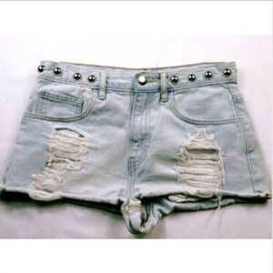 Forever 21 Women's Booty Shorts 27 Blue Studded